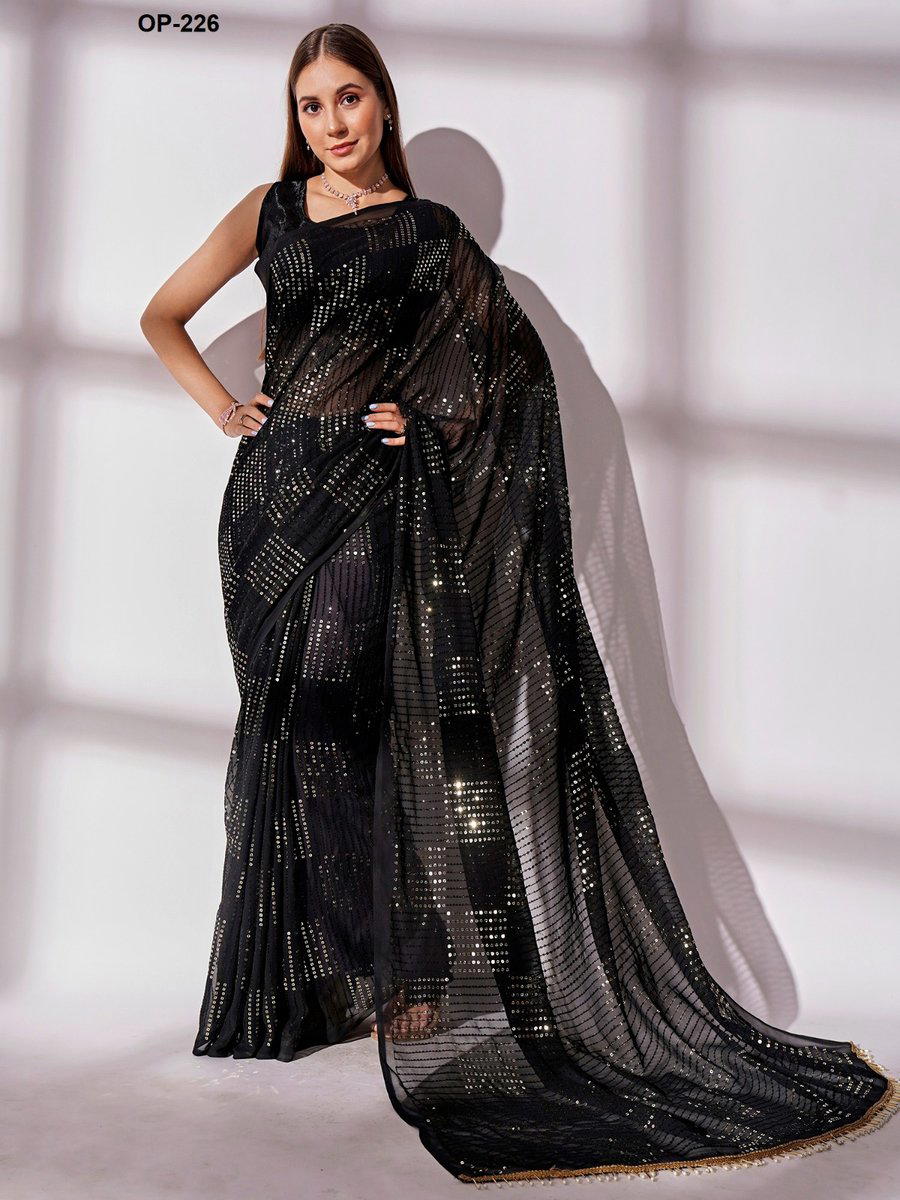 D.NO. OP 226 BY LAXMINAM GEORGETTE SAREE MANUFACTURER IN INDIA 1