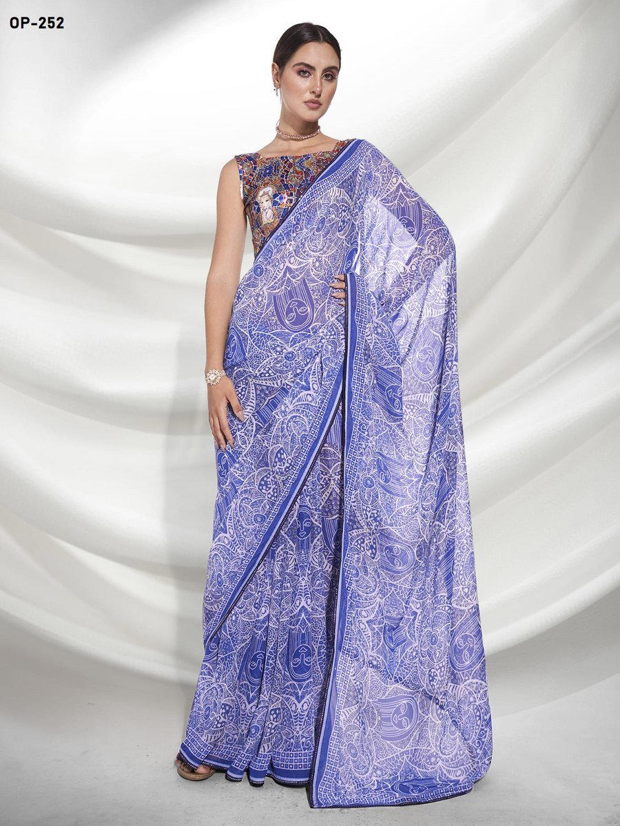 D.NO. OP 252 BY LAXMINAM GEORGETTE SAREE MANUFACTURER IN INDIA 1