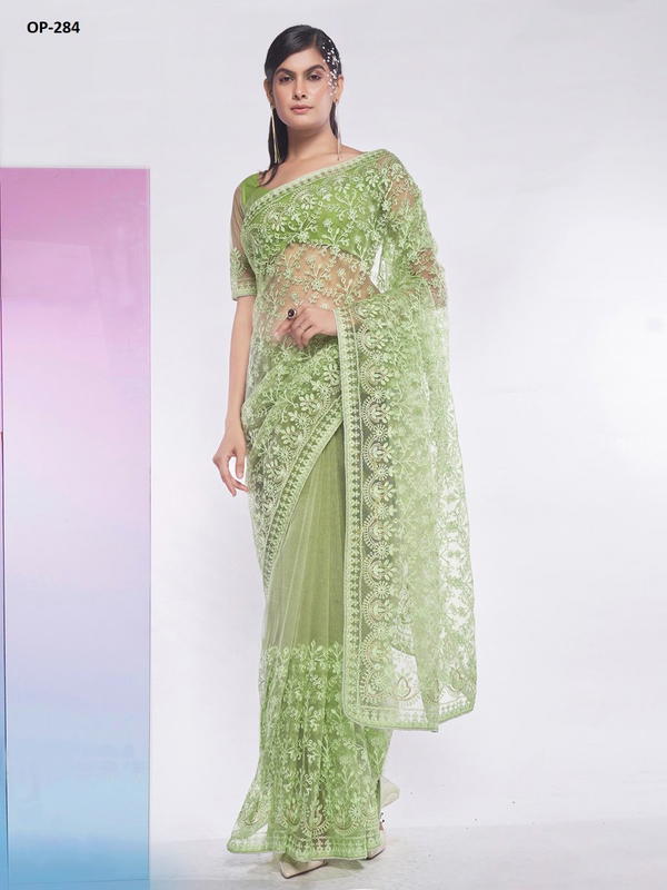 D.NO. OP 284 BY LAXMINAM SOFT NET SAREE MANUFACTURER IN INDIA