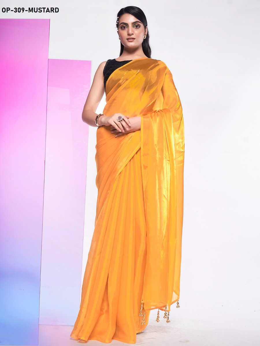 D.NO. OP 309 MUSTARD BY LAXMINAM JIMMY SAREE MANUFACTURER IN INDIA 1