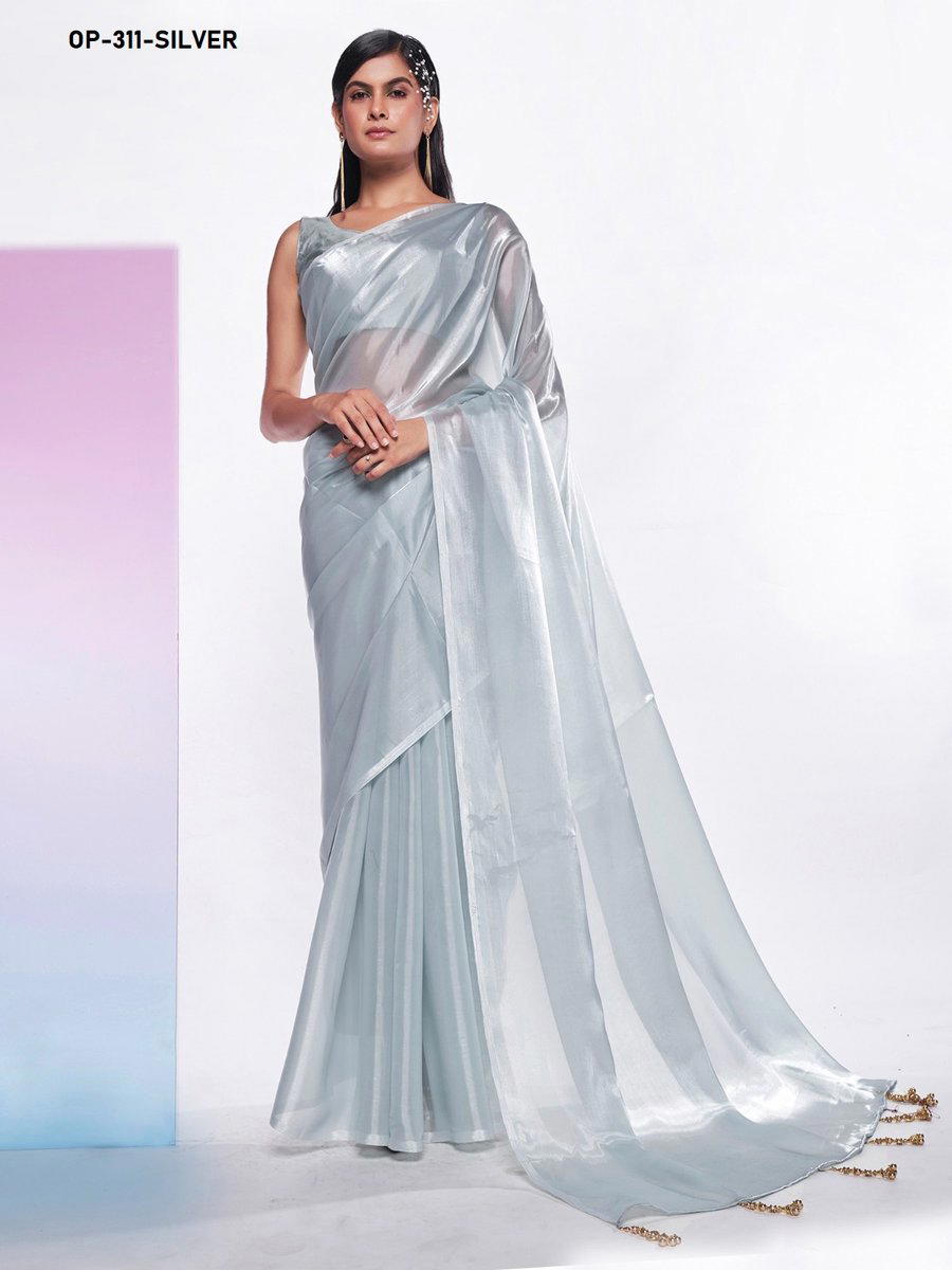 D.NO. OP 311 SILVER LAXMINAM SATIN SAREE WHOLESALER IN INDIA 1