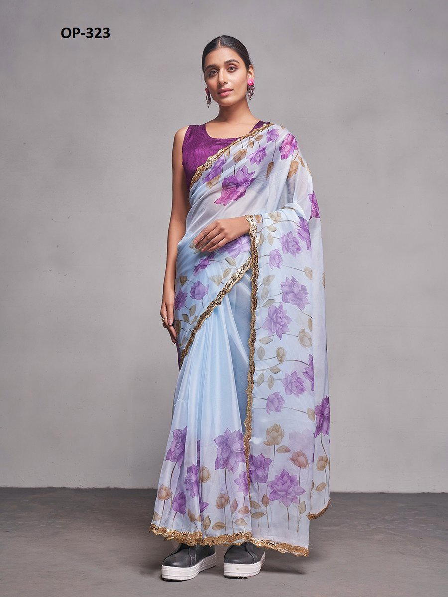 D.NO. OP 323 BY LAXMINAM ORGANZA SAREE MANUFACTURER IN INDIA 1