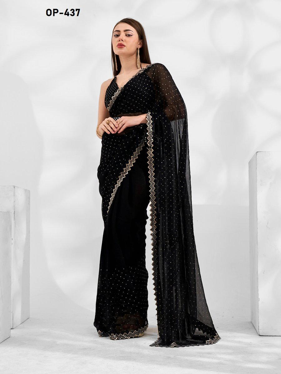 D.NO. OP 437 BY LAXMINAM CHIFFON SAREE WHOLESALER IN INDIA 1