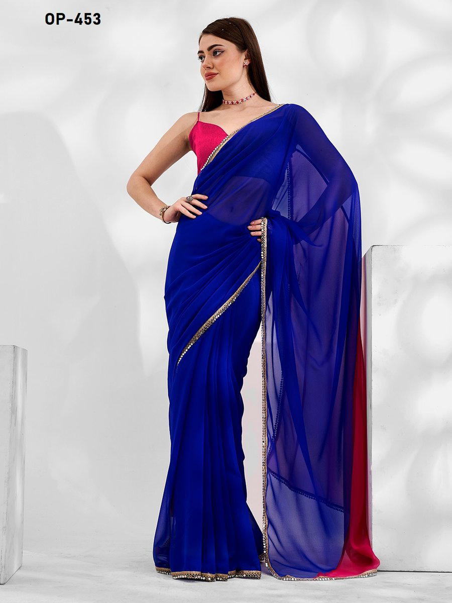 D.NO. OP 453 BY LAXMINAM GEORGETTE SAREE WHOLESALER IN INDIA 1