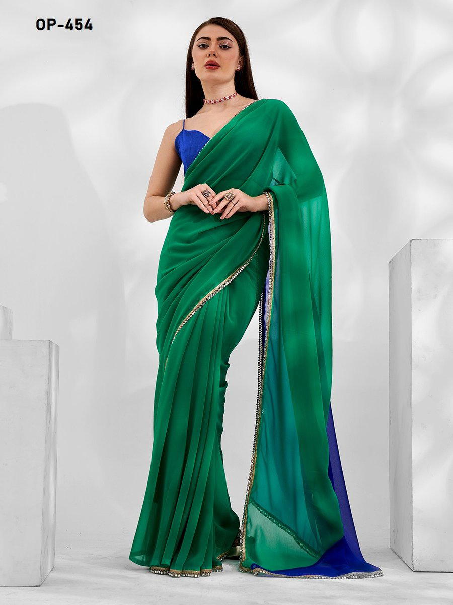 D.NO. OP 454 BY LAXMINAM GEORGETTE SAREE MANUFACTURER IN INDIA 1