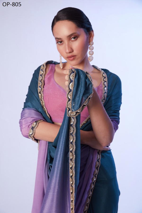 LAXMINAM OP-805 DESIGNER CHINNON SAREE WHOLESALER IN INDIA