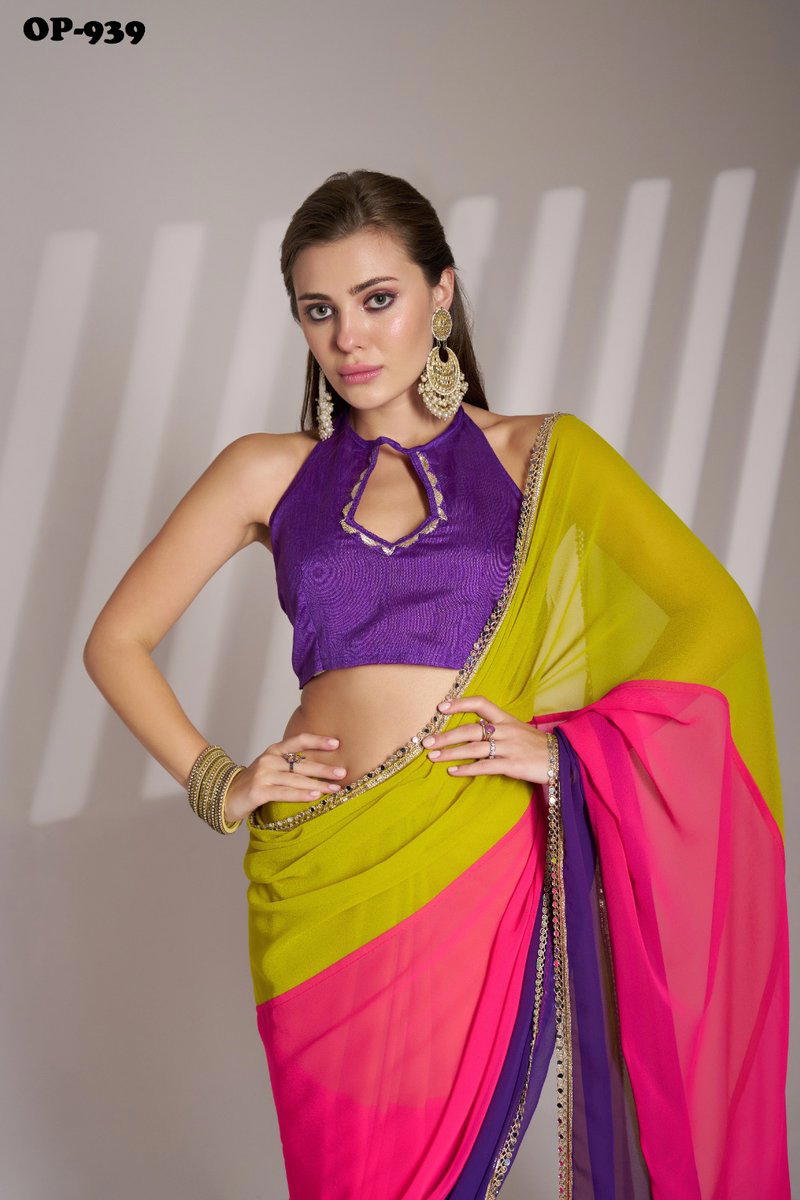 LAXMINAM OP-939 DESIGNER CHIFFON SAREE WHOLESALER IN INDIA 1