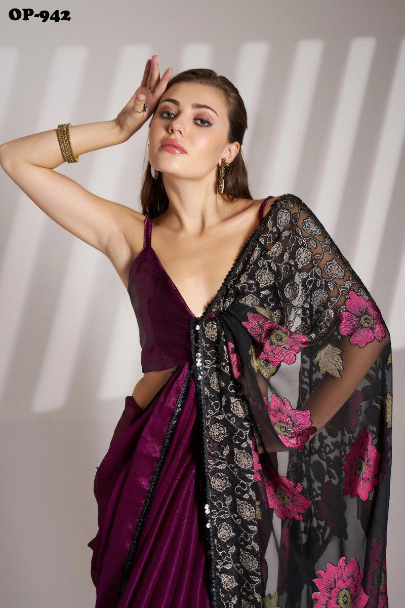 LAXMINAM OP-942 DESIGNER BRASSO SAREE WHOLESALER IN INDIA 1