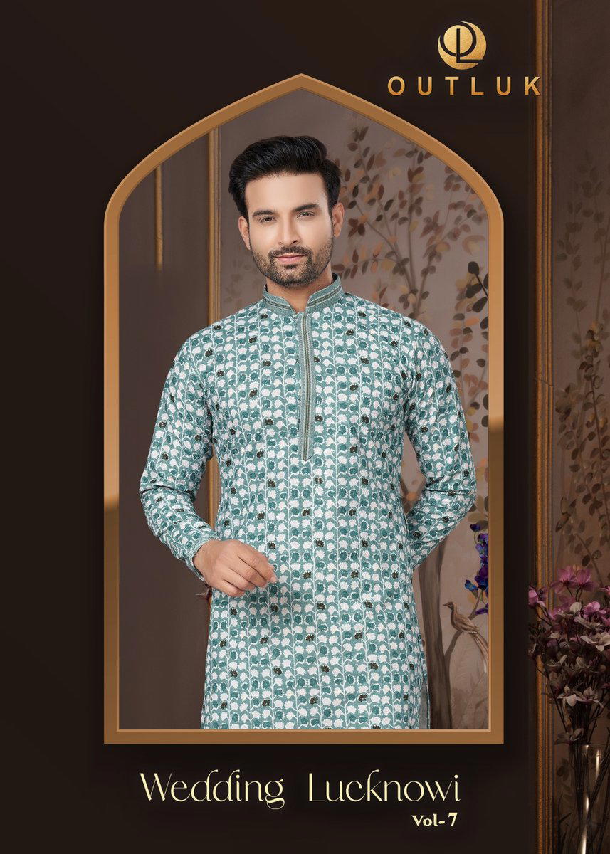 WEDDING LUCKNOWI VOL-07 BY OUTLOOK DIGITAL PRINT KURTA PAJAMA MENS WEAR MANUFACTURER IN INDIA 1