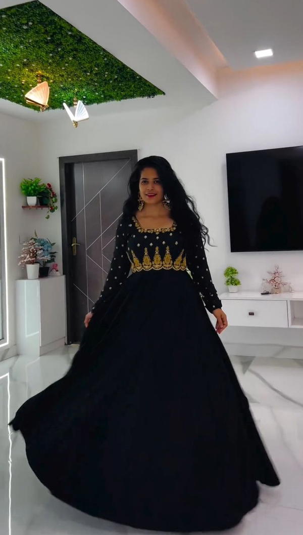 PC-437 BY PRISHA CREATION DESIGNER GEORGETTE GOWNS WHOLESALER IN INDIA