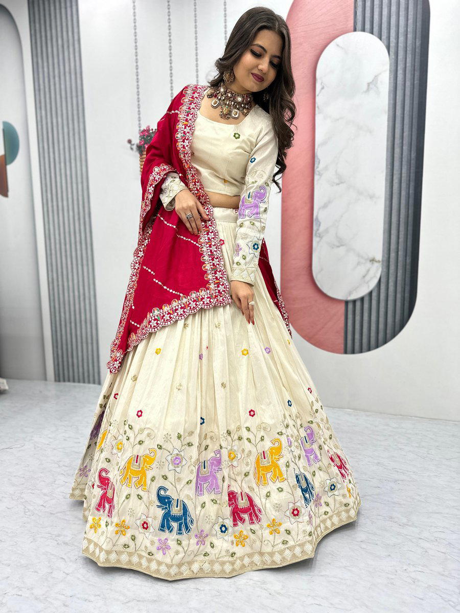 PC-503 BY PRISHA CREATION DESIGNER SILK LEHENGA CHOLI WHOLESALER IN INDIA 1