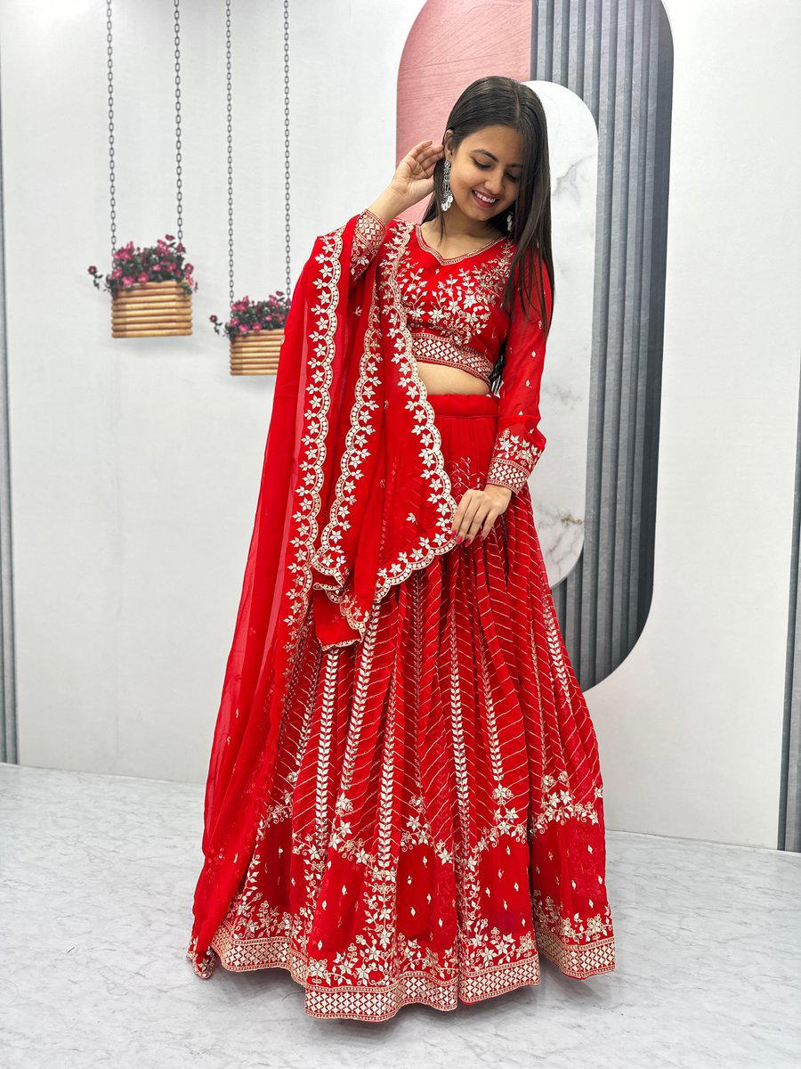PF020 BY PRISHA FAISHON DESIGNER GEORGETTE LEHENGA CHOLI WHOLESALER IN INDIA 1