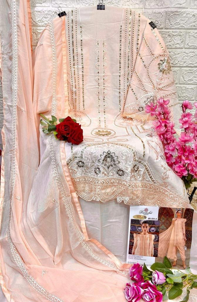 D.NO.R-584A & R-584B BY RAMSHA EMBROIDERY SALWAR KAMEEZ MANUFACTURER IN INDIA 1