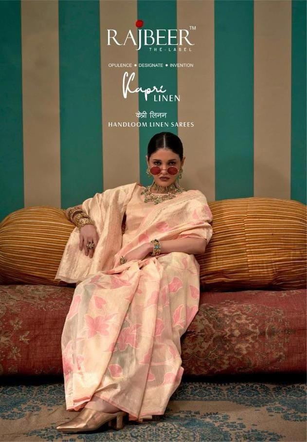 RAJBEER KAPRI LINEN 15001 TO 15006 WEAVING SAREE WHOLESALER IN SUART 1