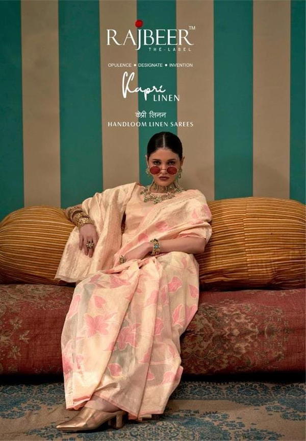 RAJBEER KAPRI LINEN 15001 TO 15006 WEAVING SAREE WHOLESALER IN SUART
