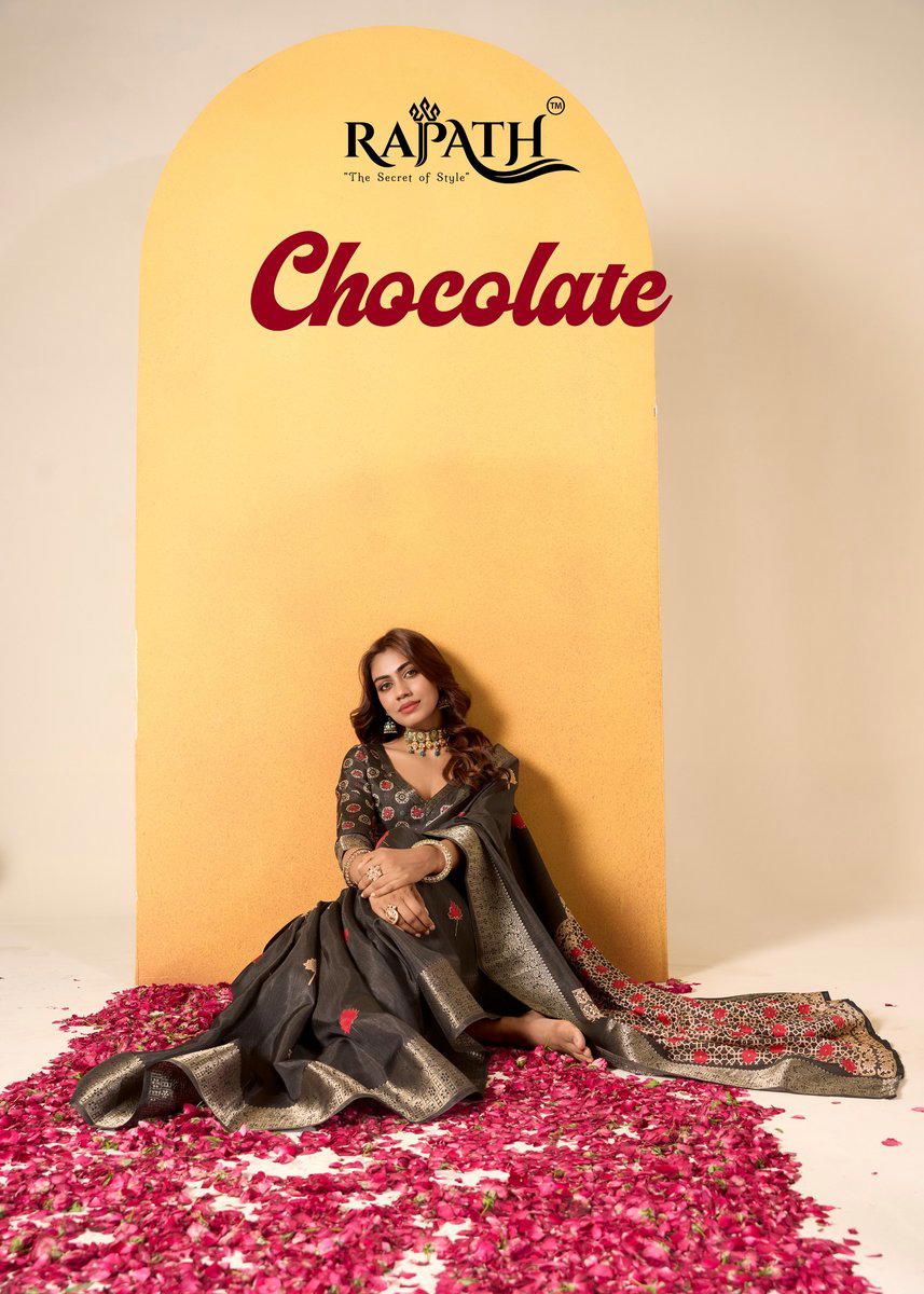 RAJPATH CHOCOLATE 590001 TO 590006 DESIGNR SILK SAREE WHOLESALER IN SURAT 1