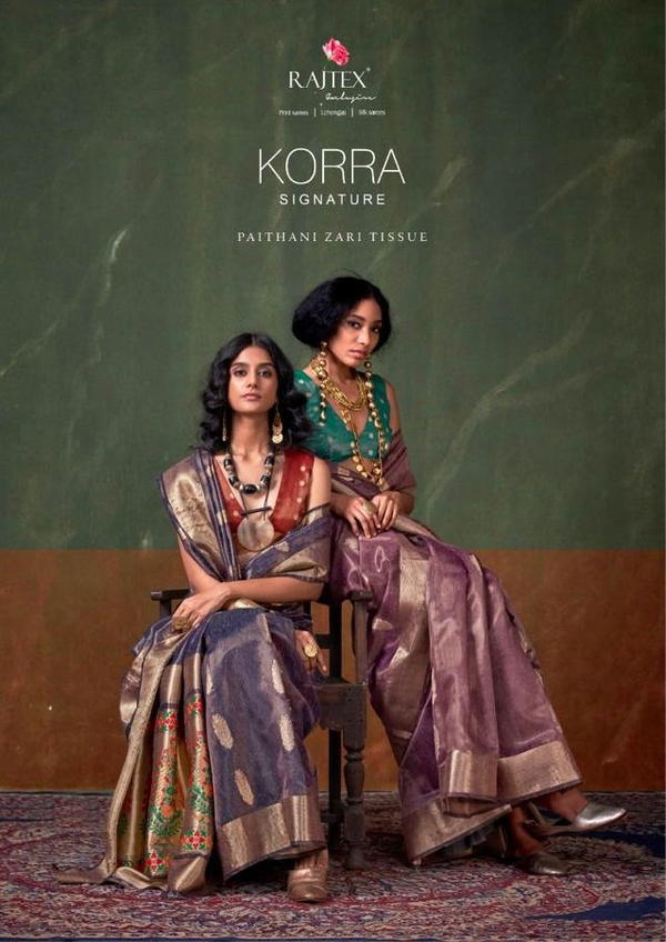 RAJTEX KORRA SIGNATURE 409001 TO 409006 WEAVING SAREE WHOLESALER IN INDIA