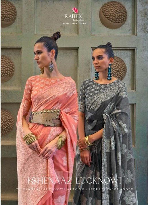 RAJTEX KSHENAAZ LUCKNOWI 307001 TO 307006 WEAVING SAREE WHOLESALER IN SURAT