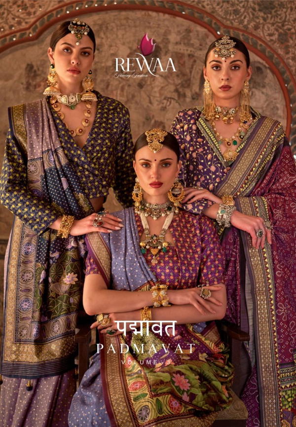 REWAA PADMAVAT VOL-03 R-921 TO R-929 DESIGNER SILK SAREE WHOLESALER IN INDIA