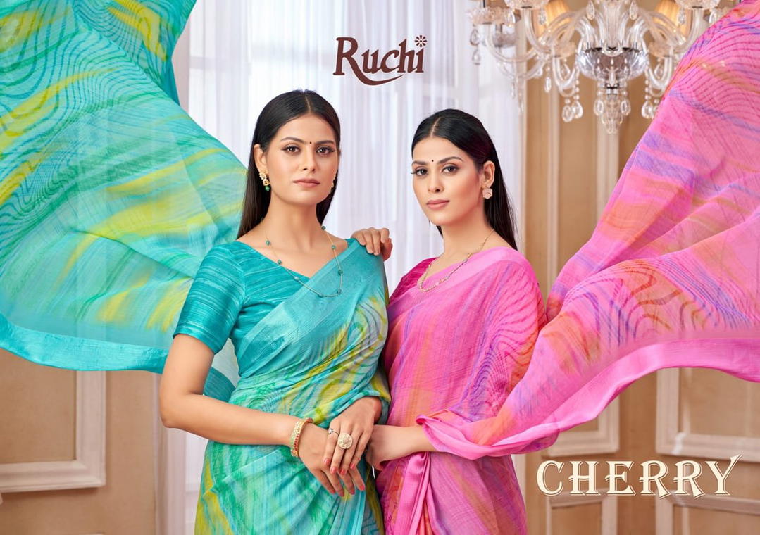 RUCHI CHERRY VOL-42 38901A TO 38903D DESIGNER CHIFFON SAREE WHOLESALER IN INDIA 1