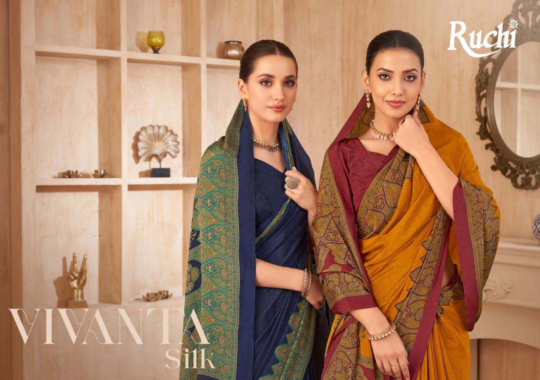 RUCHI SAREE VIVANTA SILK VOL-38 37601-A TO 37603-D DESIGNER SILK SAREE WHOLESALER IN INDIA 1