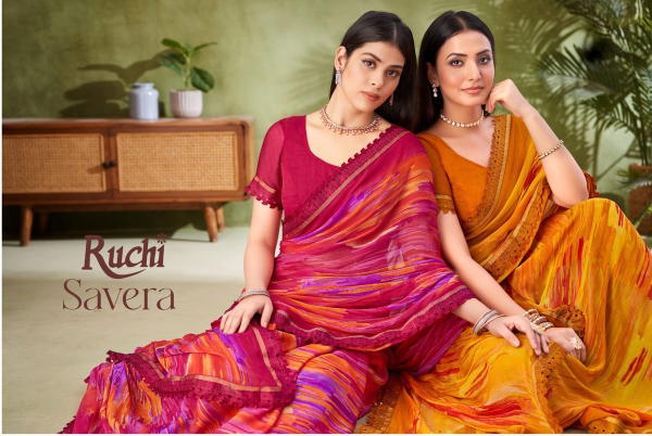 RUCHI SAVERA VOL-11 41101A TO 41106B DESIGNER CHIFFON SAREE WHOLESALER IN INDIA