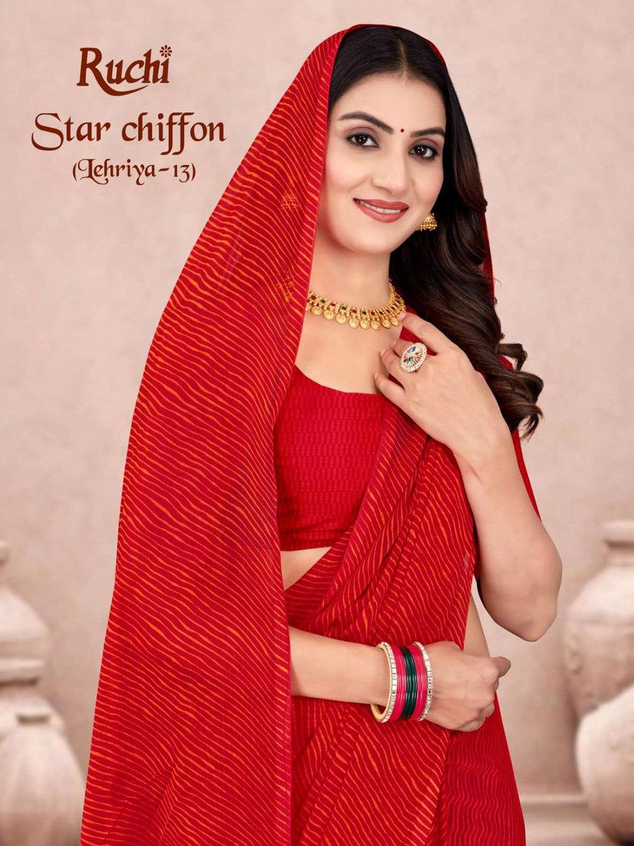 RUCHI STAR CHIFFON LEHRIYA VOL-13 41513A TO 41513F DESIGNER CHIFFON SAREE WHOLESALER IN INDIA 1