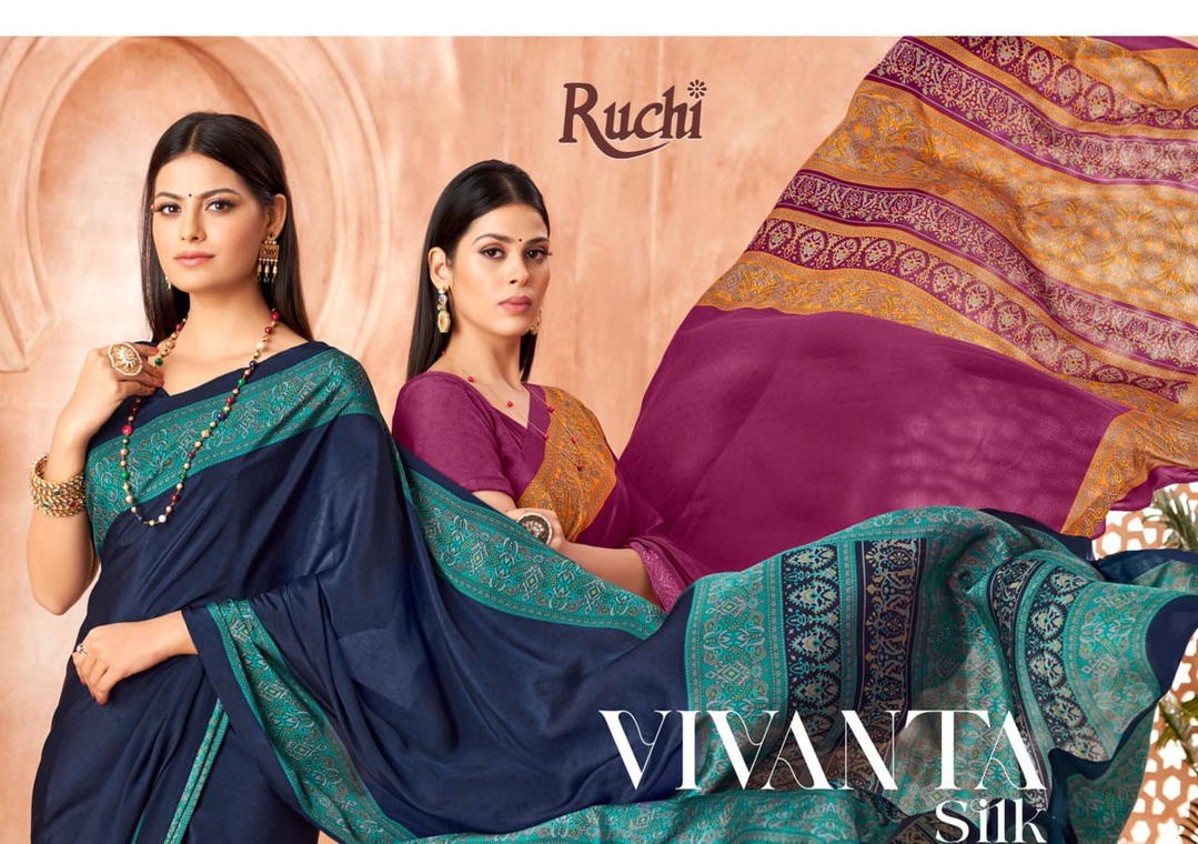 RUCHI VIVANTA SILK VOL-41 39001A TO 39003D DESIGNER CREPE SILK SAREE WHOLESALER IN INDIA 1
