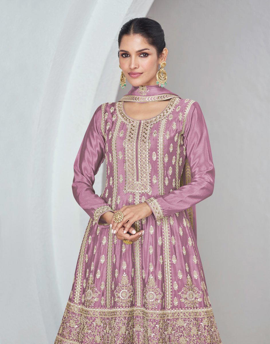 SAJDA BY AASHIRWAD CREATION DESIGNER CHINNON SULK WHOLESALER IN INDIA 1