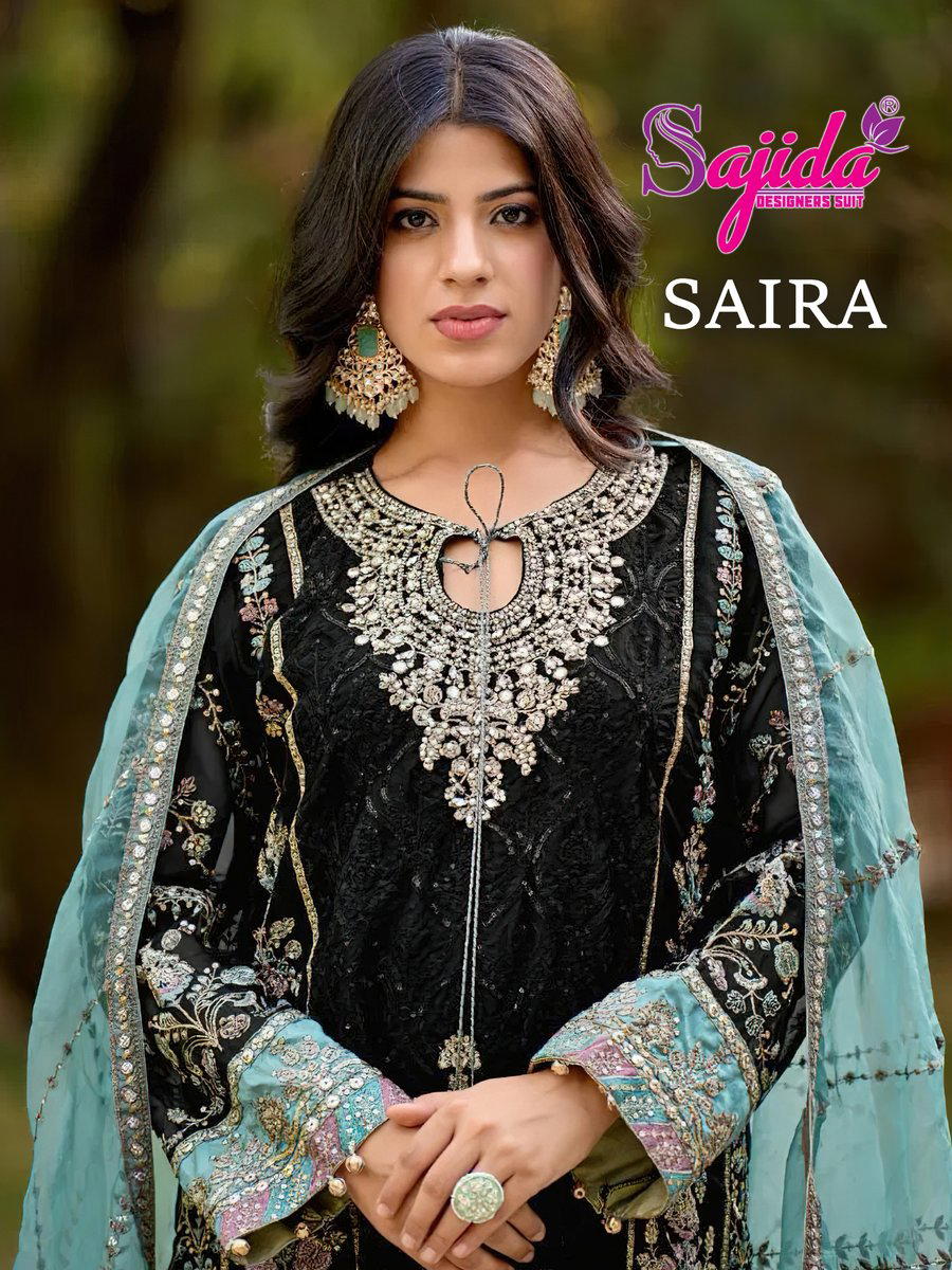 SAJIDA SAIRA 1044A & 1044B DESIGNER ORGANZA SALWAR SUIT WHOLESALER IN INDIA 1