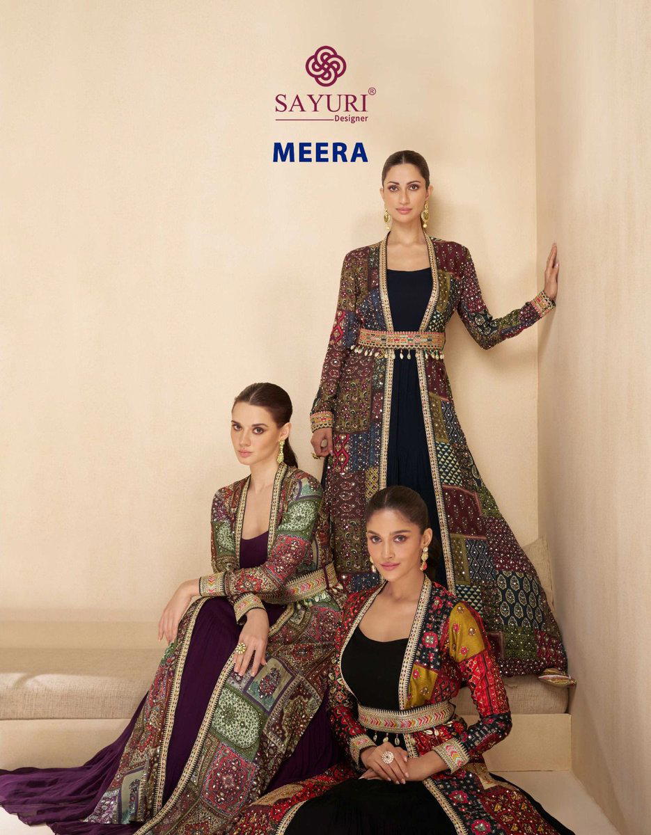 SAYURI MEERA 5517 TO 5519 DESIGNER GEORGETTE GOWN WHOLESALER IN SURAT 1