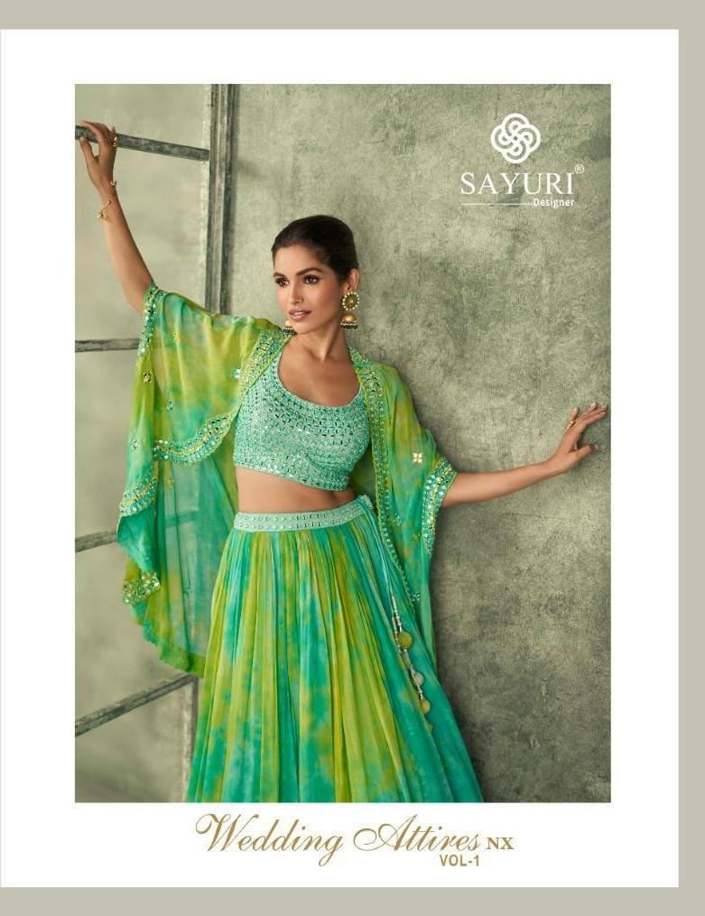 SAYURI WEDDING ATTIRES NX VOL-01 DESIGNER HALDI & MEHANDI LEHENGA CHOLI WHOLESALER IN SURAT 1