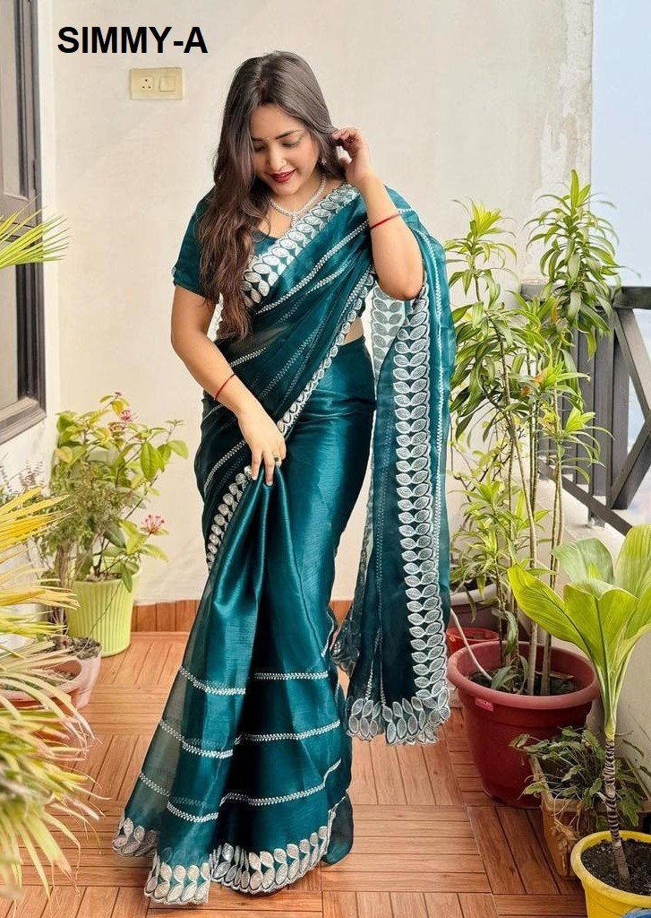 D.NO. SIMMY COLOUR’S BY BT EMBROIDERY SAREE WHOLESALER IN INDIA 1