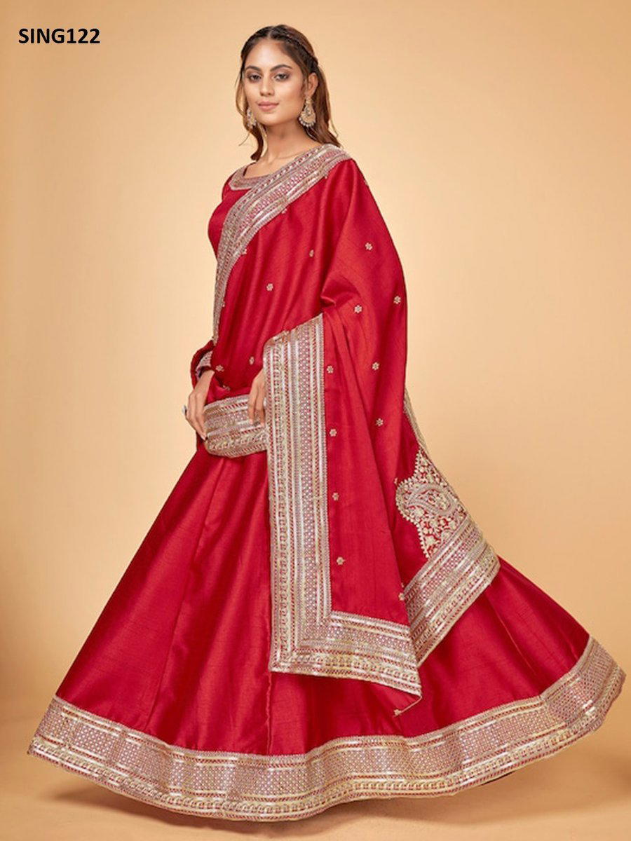 SKU : SING122 BY ARYA DESIGNER RAW SILK LEHENGA CHOLI MANUFACTURER IN INDIA 1