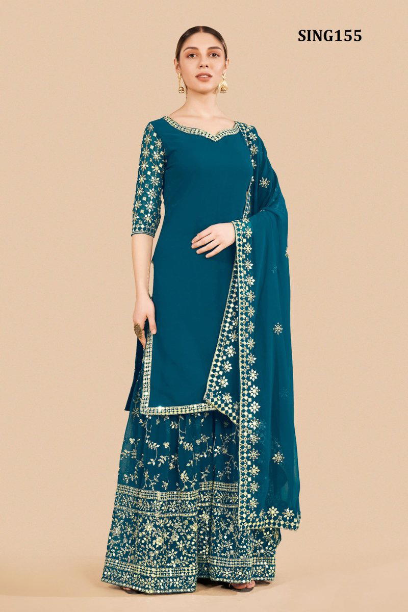 D.NO. SING155 BY ARYA DESIGNER GEORGETTE SALWAR KAMEEZ WHOLESALER IN INDIA 1