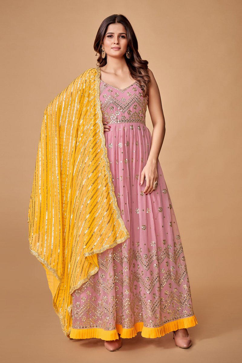 D.NO. SING175 BY ARYA DESIGNER GEORGETTE GOWN MANUFACTURER IN INDIA 1