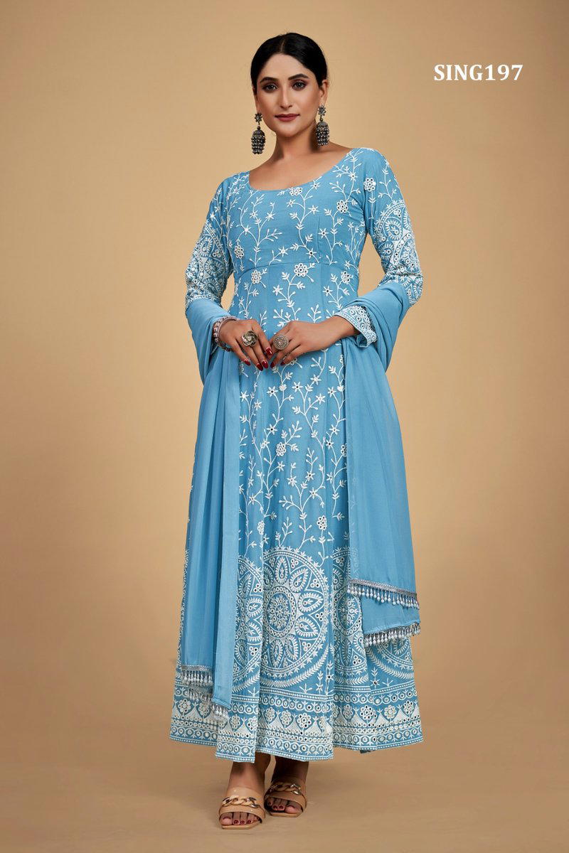 D.NO. – SING197 BY ARYA DESIGNER EMBROIDERY SALWAR KAMEEZ MANUFACTURER IN INDIA 1