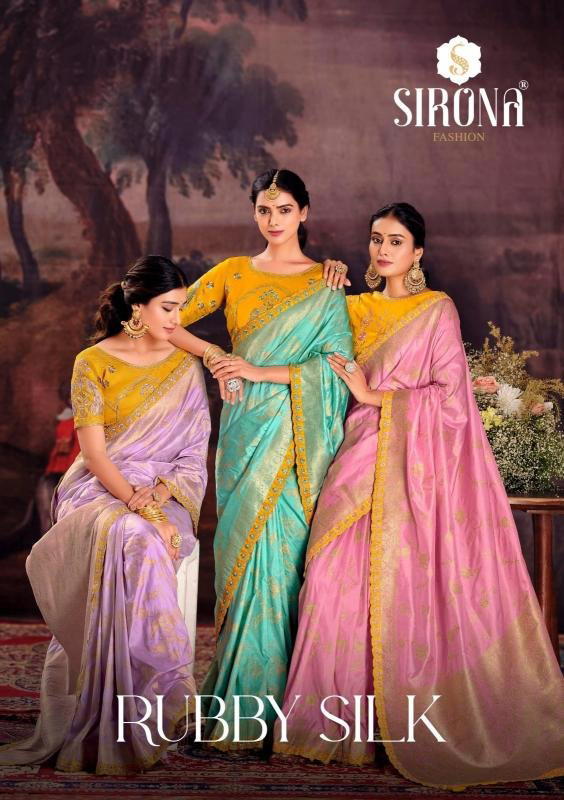 SIRONA RUBBY SILK 1001 TO 1009 DESIGNER DOLA SILK SAREE WHOLESALER IN INDIA 1