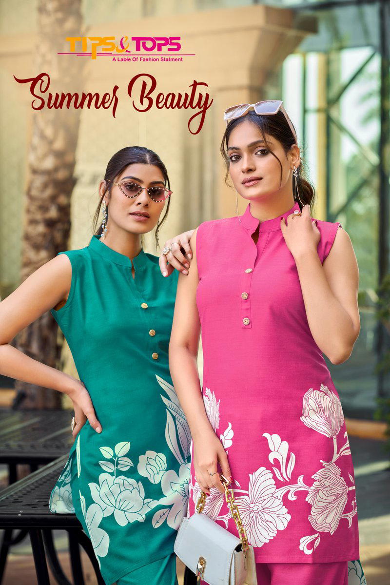 SUMMER BEAUTY BY TIPS AND TOPS DESIGNER REYON PRINT KURTIS WHOLESALER IN INDIA 1