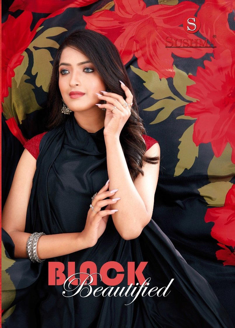 BLACK BEAUTIFIED BY SUSHMA CRAPE SAREE MANUFACTURER IN INDIA 1