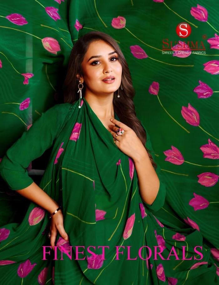 SUSHMA FINEST FLORALS 22001A TO 22004D DESIGNER PRINTED SAREE WHOLESALER IN INDIA 1