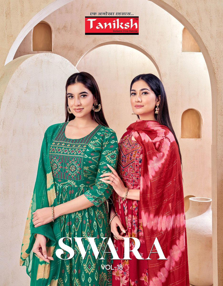 SWARA VOL 18 BY TANIKSH DESIGNER RAYON PRINT SALWAR SUIT WHOLESALER IN INDIA 1