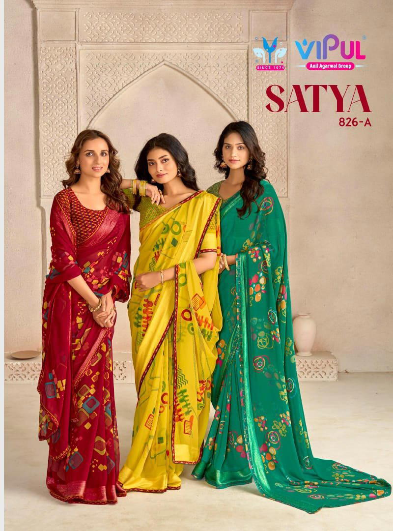 Satya 826-A BY VIPUL SAREE DESIGNER SHIMMER SAREES WHOLESALER IN INDIA 1