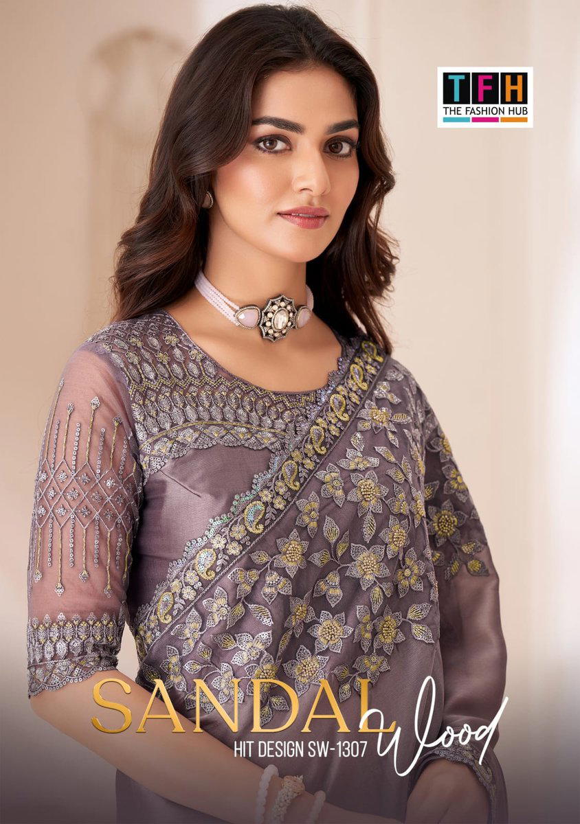 TFH SANDALWOOD VOL-13 1307A TO 1307F DESIGNER SILK SAREE WHOLESALER IN SURAT 1