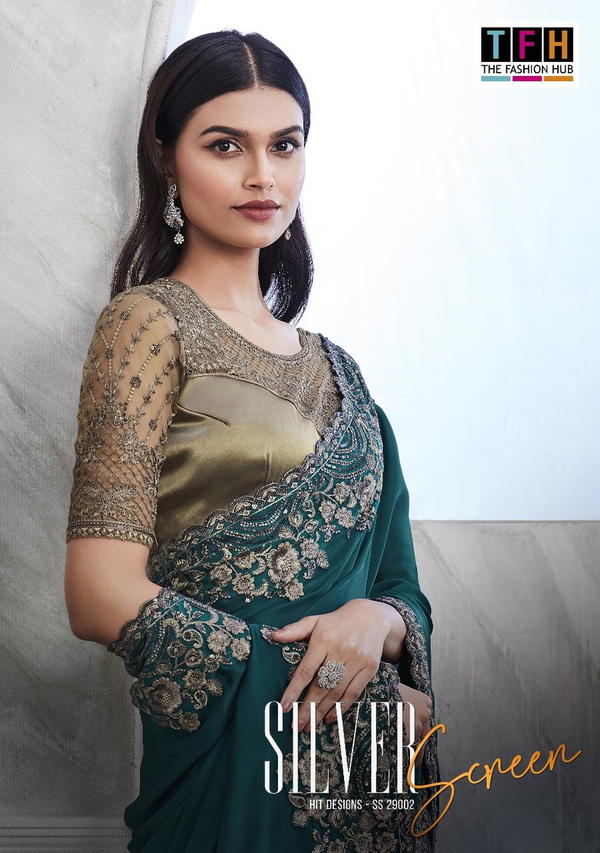 TFH SILVER SCREEN HIT DESIGNS 29002 COLOUR'S 29002A TO 29002F DESIGNER SILK SAREE WHOLESALER IN SURAT