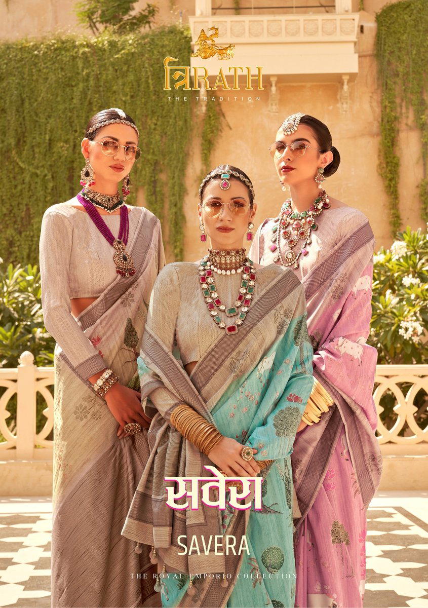 TRIRATH SAVERA 10192 TO 10203 DESIGNER PRINTED SILK SAREE WHOLESALER IN SUART 1