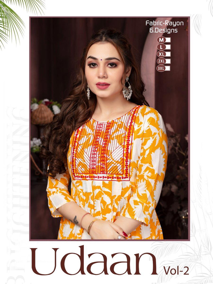 UDAAN VOL.2 BY FT DESIGNER RAYON PRINT KURTIS WHOLESALER IN INDIA 1