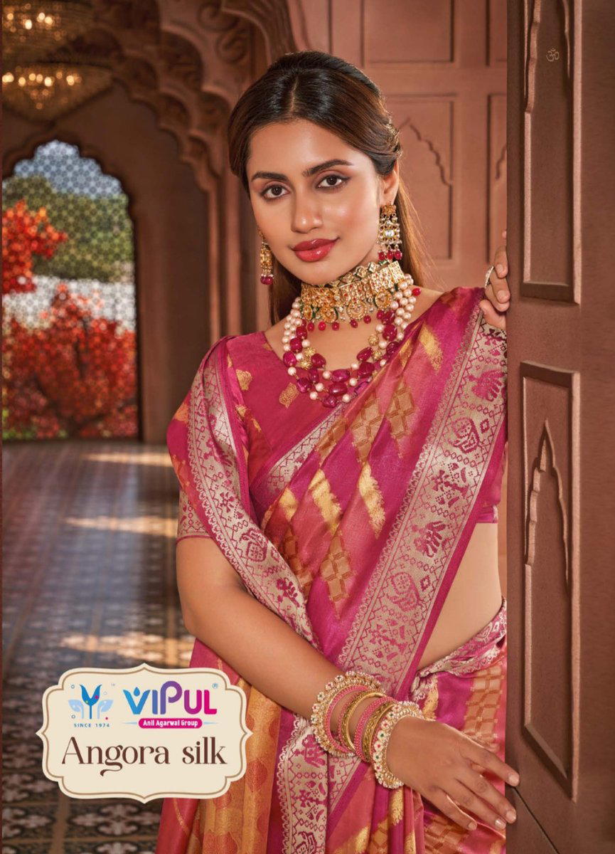 VIPUL ANGORA SILK 87201 TO 87208 DESIGNER SOFT SILK SAREE WHOLESALER IN SURAT 1