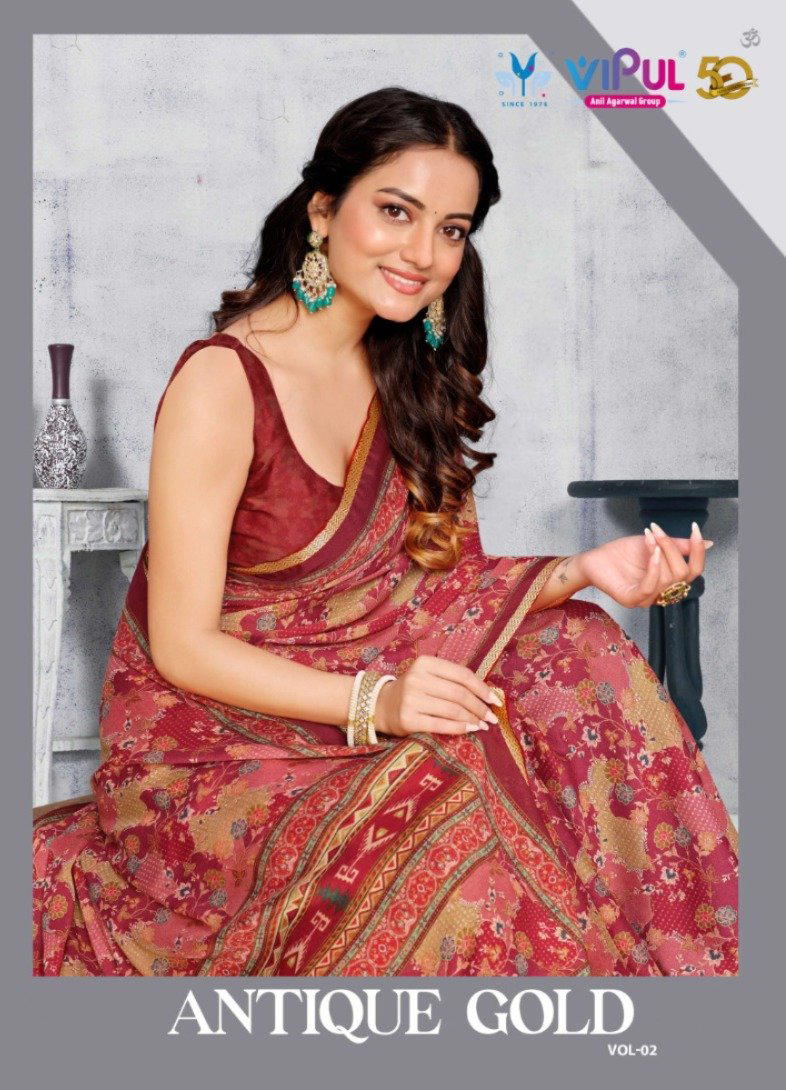 VIPUL ANTIQUE GOLD VOL-02 86283 TO 86291 DESIGNER PRINTED SAREE WHOLESALER IN INDIA 1