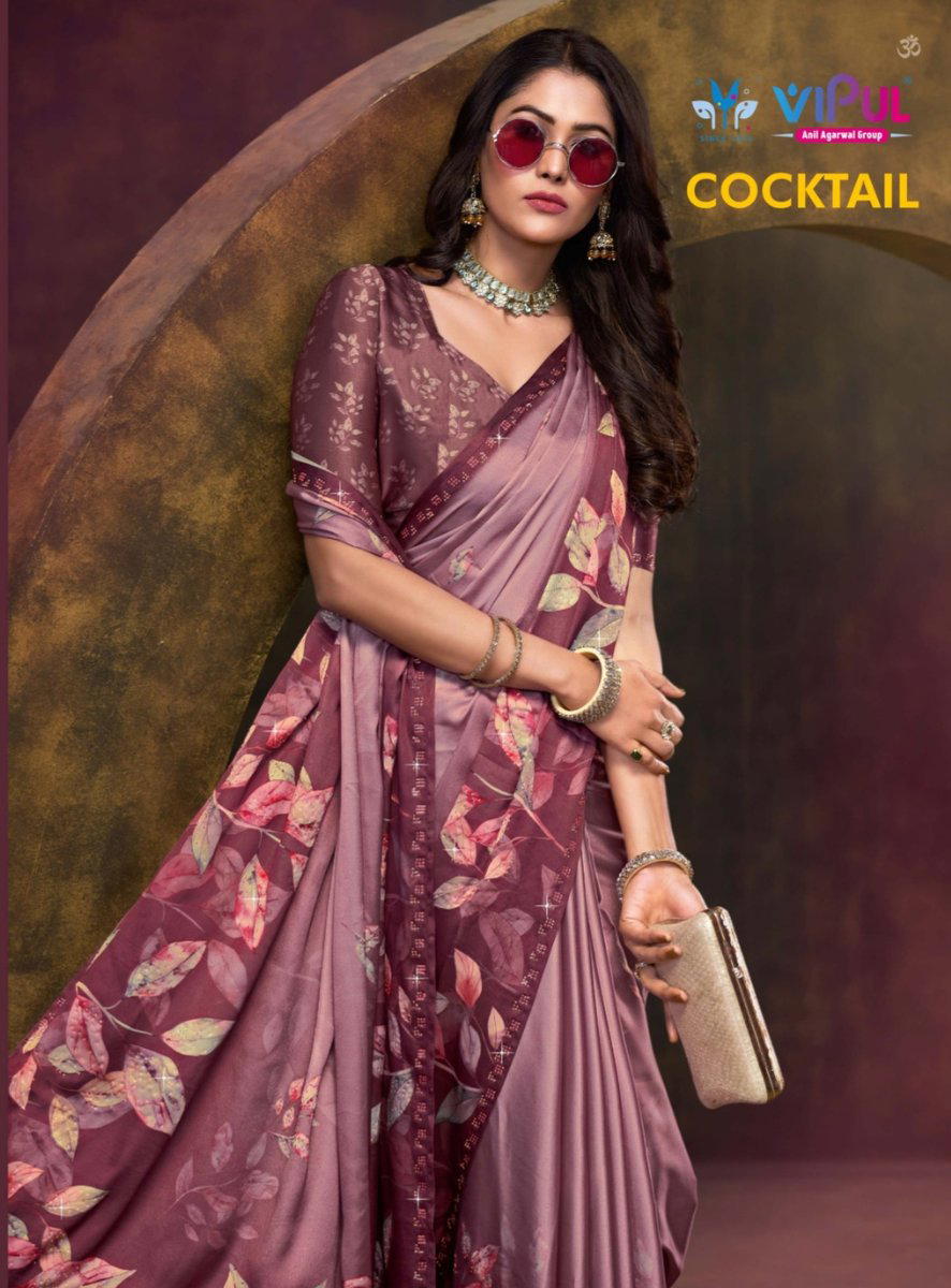 VIPUL COCKTAIL 87921 TO 87929 DESIGNER SATAN SILK SAREE WHOLESALER IN INDIA 1